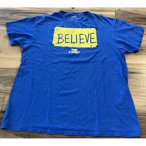 Ted Lasso Believe T Shirt Blue Graphic Tee Apple TV Show Adult Large Lasso